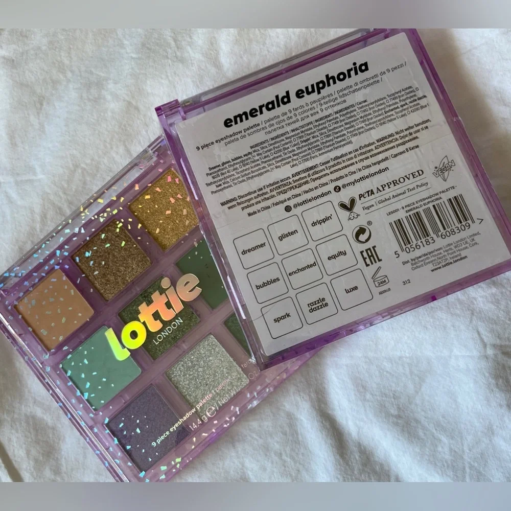 TWO Lottie London Eyeshadow Palettes Available- Both Emerald Euphoria W/9 Shades